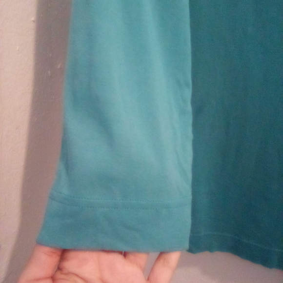 Chico's Teal 3/4 Sleeve V-Neck Top 100% Pima Cotton Size 3 XL - Picture 4 of 4